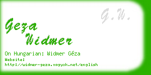 geza widmer business card