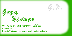 geza widmer business card